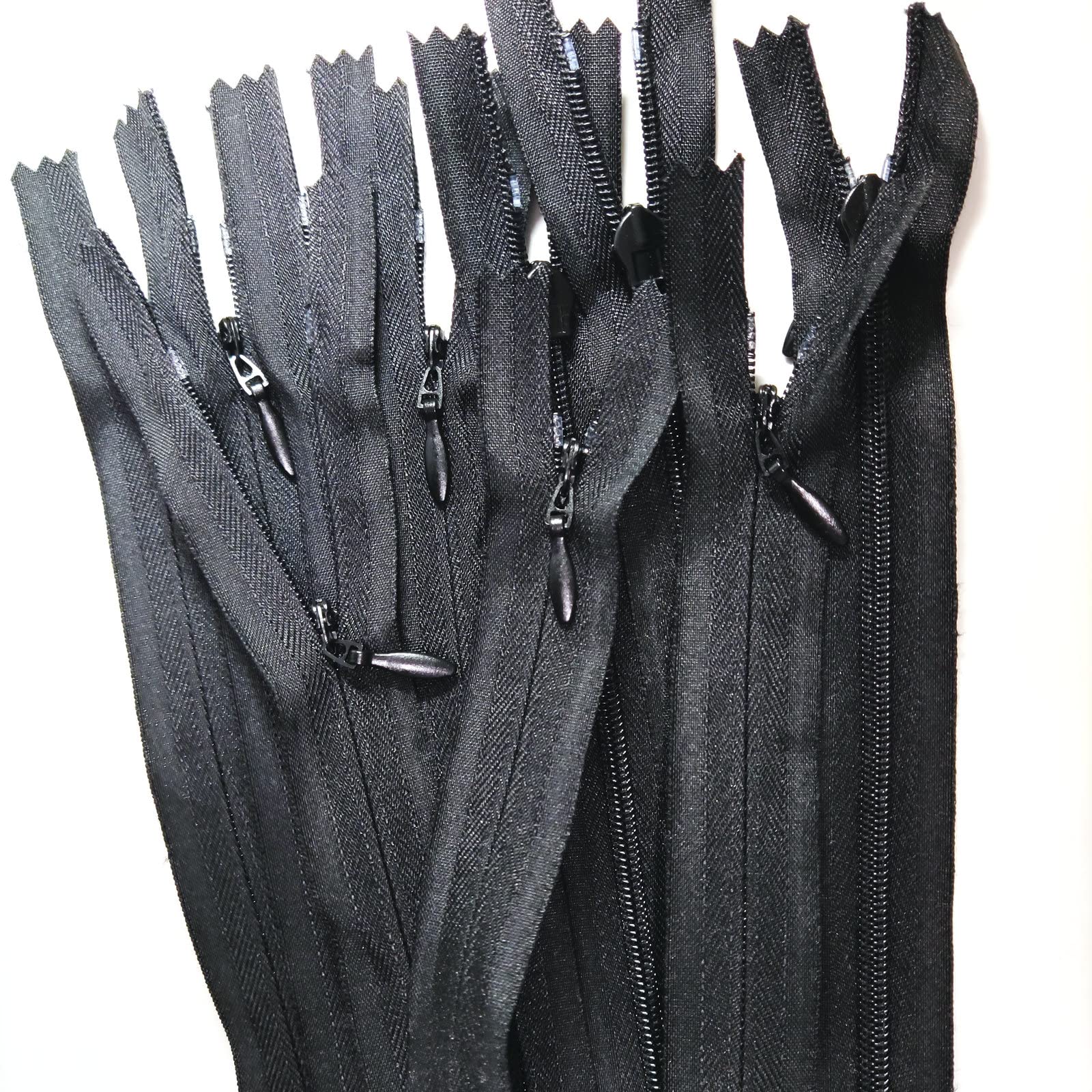 Leekayer 16 Inch Black Nylon Invisible Zippers, 25 PCS Bulk, DIY Sewing, Crafts, Bags, Coat, Repair — image 1