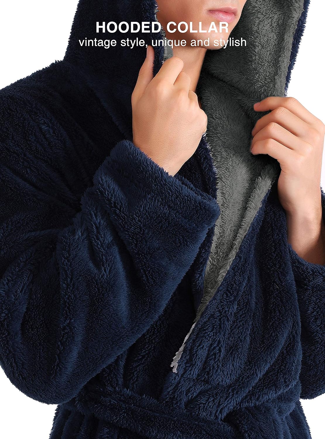 DAVID ARCHY Men's Soft Fleece Plush Robe Full Length Long and Knee Length Big and Tall Bathrobe: Clothing