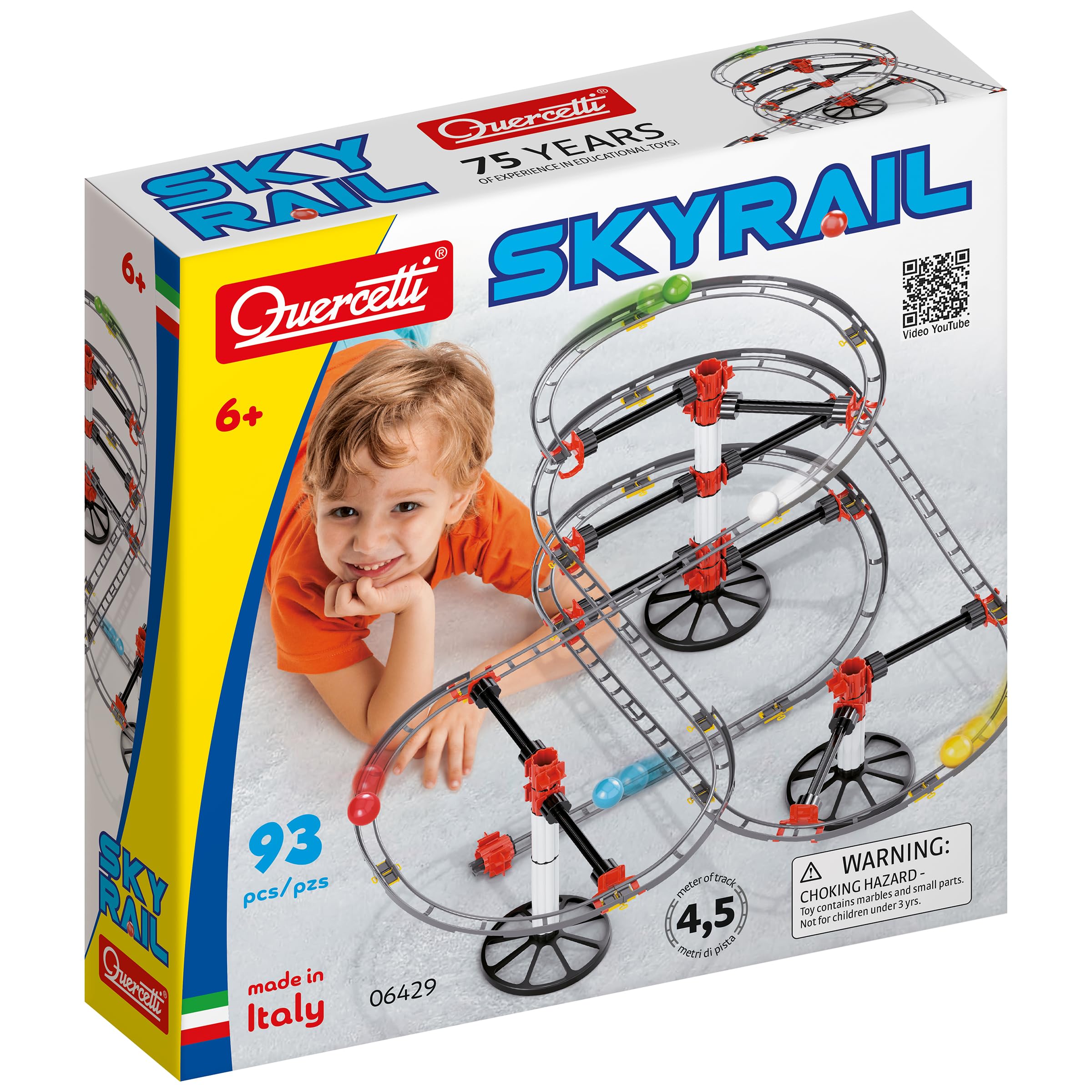Quercetti Skyrail Starter Set Marble Runs STEM Educational Learning Toy, 30 x 8 x 30cm