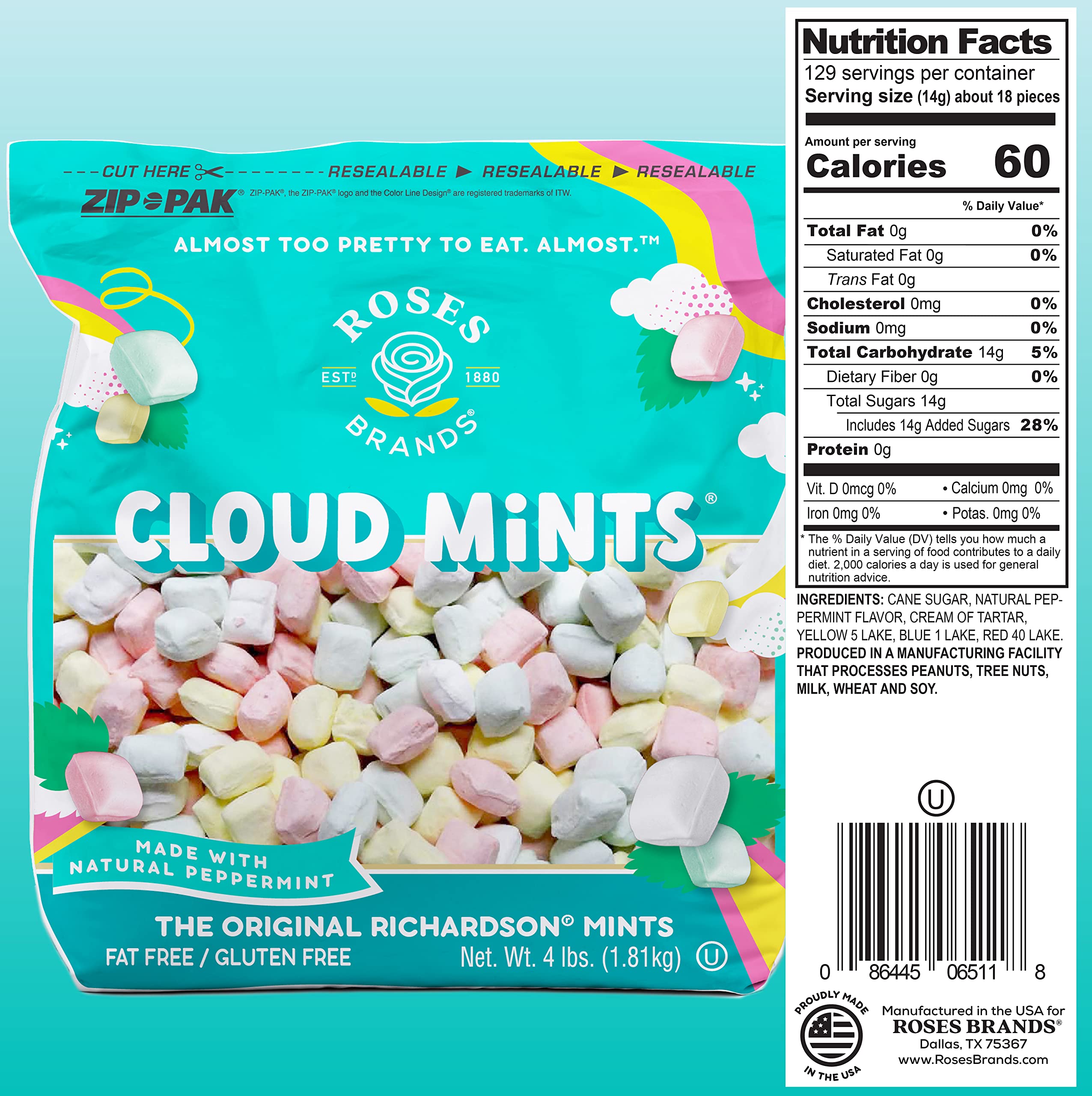 Roses Brands Cloud Mints Peppermint Candy, 4 Lbs on Galleon Philippines