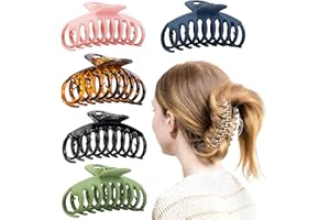 StylGo Hair Claw Clips for Thick Hair - 6 Pcs 4.3" Hair Clips for Women & Girls in Glossy and Matte Colors - Anti-Slip, Stron