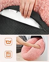 Feandrea Donut Dog Bed Pink 70 cm Soft Plush Removable Cover view 7