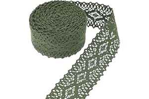 GXTIZAS Lace Trim Cotton Lace Ribbon Eyelet Lace Ribbon Crochet Sewing Lace for Junk Journal Supplies Crafts Supply(Green)