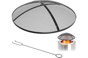 YITAHOME 30" Fire Pit Screen with Top Ring & Poker, Iron Mesh Spark Guard with High-Temperature Coating, Portable & Modular for Backyard Fire Pits, Camping, Beach Parties, and Barbecues
