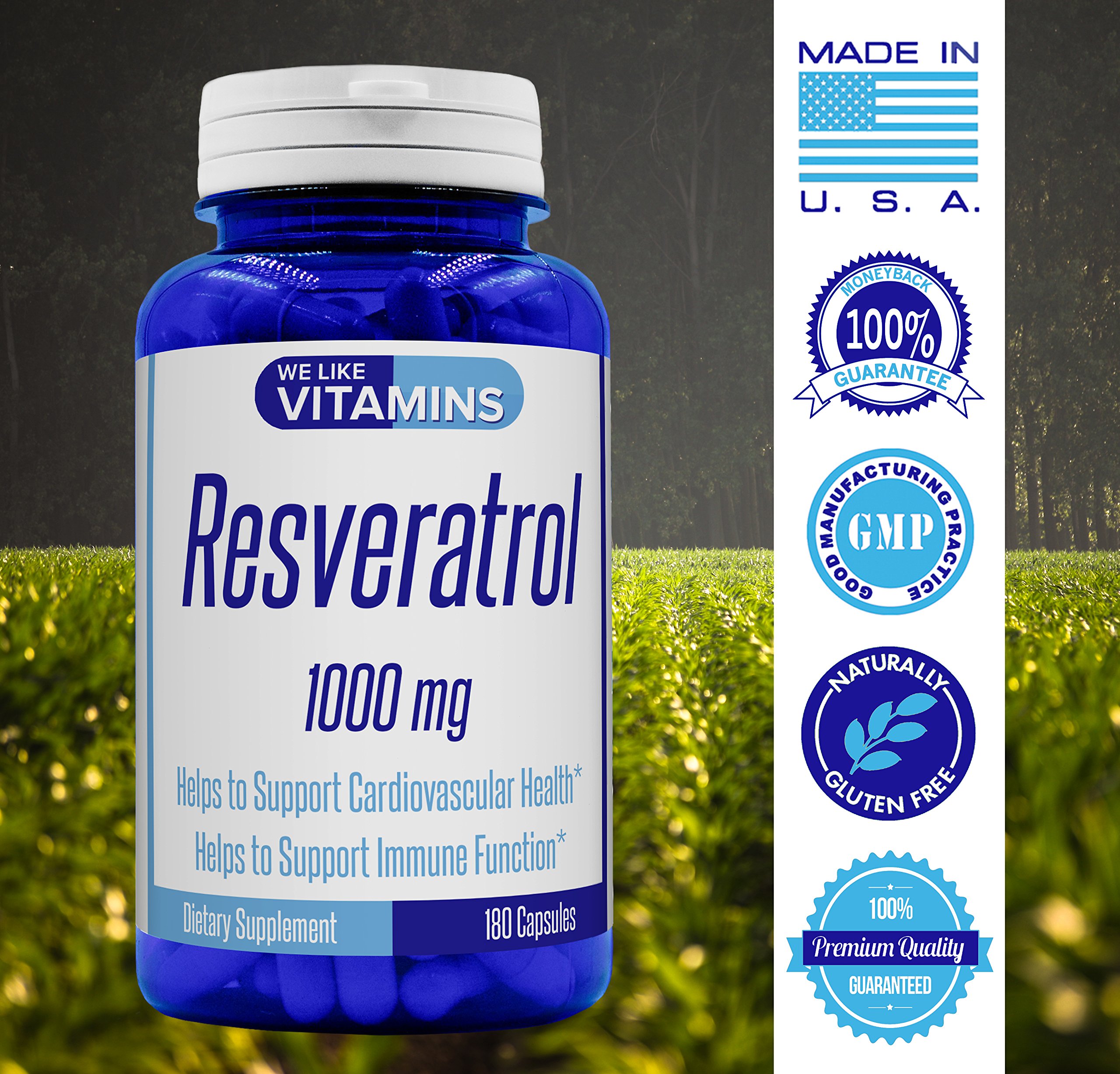 Resveratrol 1000mg 180 Capsules 3 Month Supply Best Value