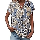 Zeagoo Button Down Shirts for Women Short Sleeve Tops V Neck Collar Blouses Business Casual Outfits S-2XL