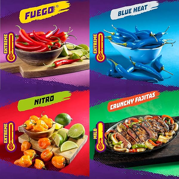 TAKIS 18 PC / 1 OZ VARIETY PACK, ASSORTED FLAVORED MIXED ROLLED TORTILLA CHIPS – (5) FUEGO, (5) BLUE HEAT, (4) NITRO, (4) CRUNCHY FAJITAS