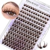 Pawotence Brown Lash Clusters Wispy Cluster Eyelash Extensions 10-18mm Individual Lashes DIY Cluster Lashes Extension Soft Brown Eyelash Clusters with Thin Band