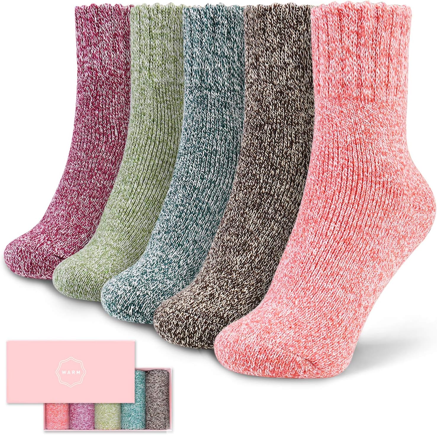 Winter Warm Wool Women Socks ICEIVY 5 Pairs Women Ladies Thick Vintage Style Socks Nordic Fuzzy