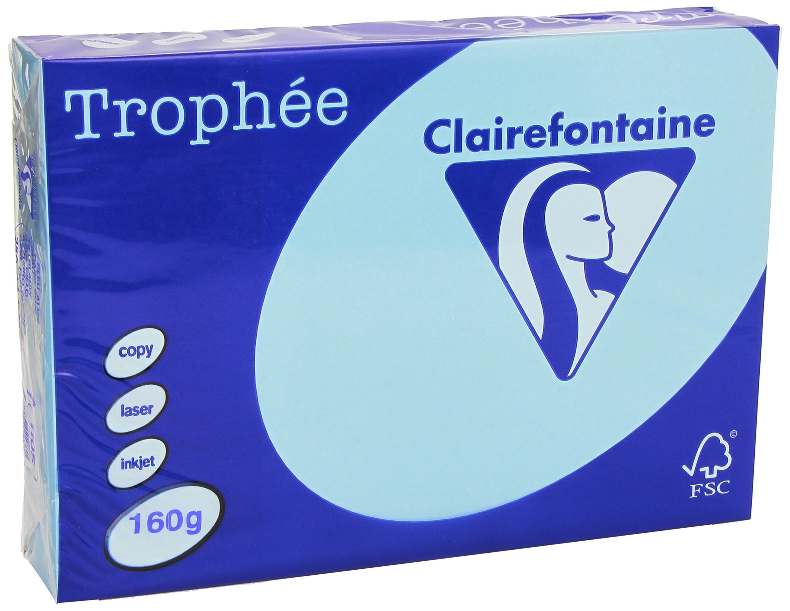 Clairefontaine Trophée Printing Paper 50 Coloured Sheets 160 g A4 Pastel Blue