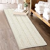 KGORGE Bath Mat for Bathroom - White Super Soft Shower Rug Non-Slip Washable Absorbent Quick Drying Chenile Bathtub Floor Carpet, Cream,60 x 24, 1 Piece