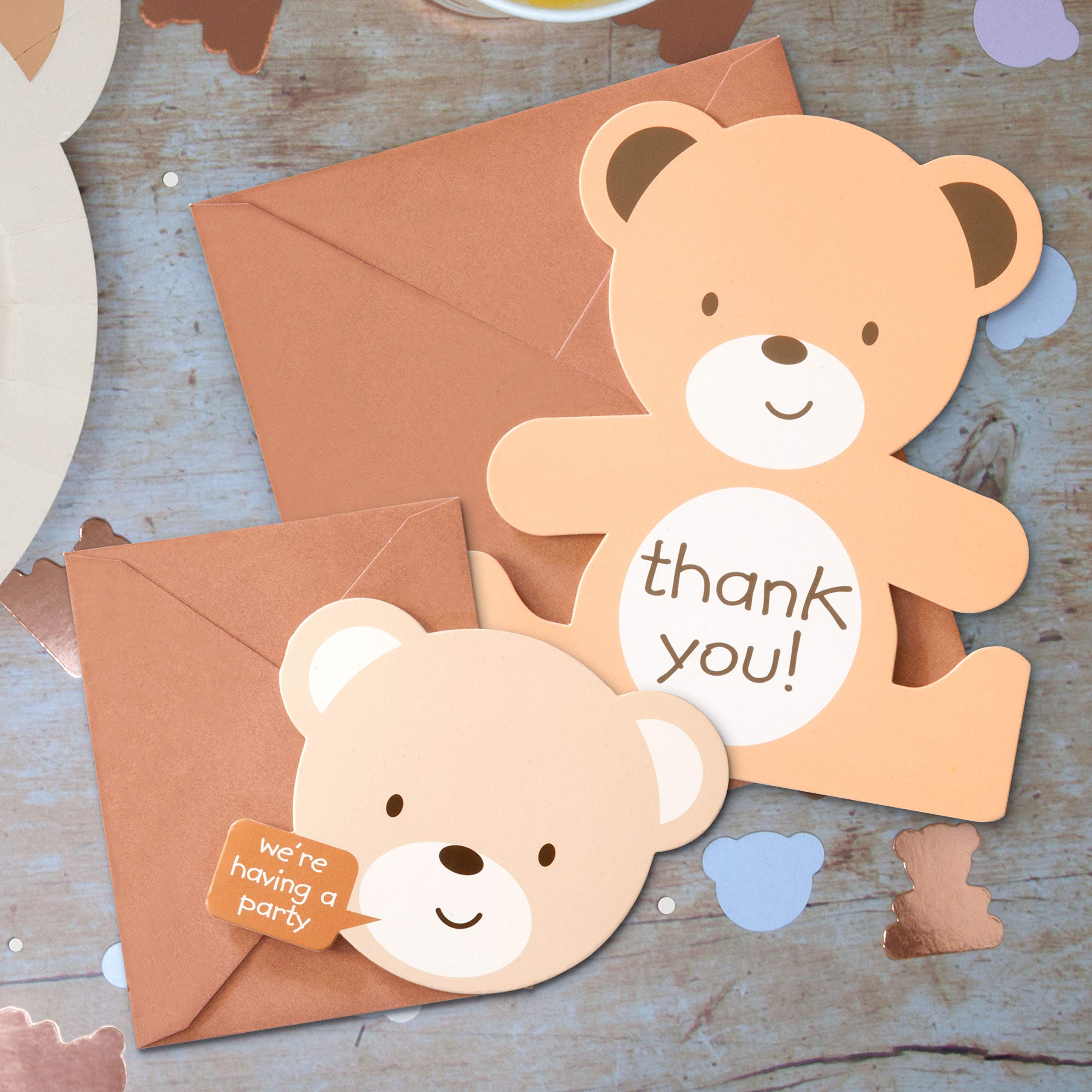 Teddy Bear Party Invitation And Thank You Card Pack Contains 8 Invitations and 8 Thank You Cards With Envelopes