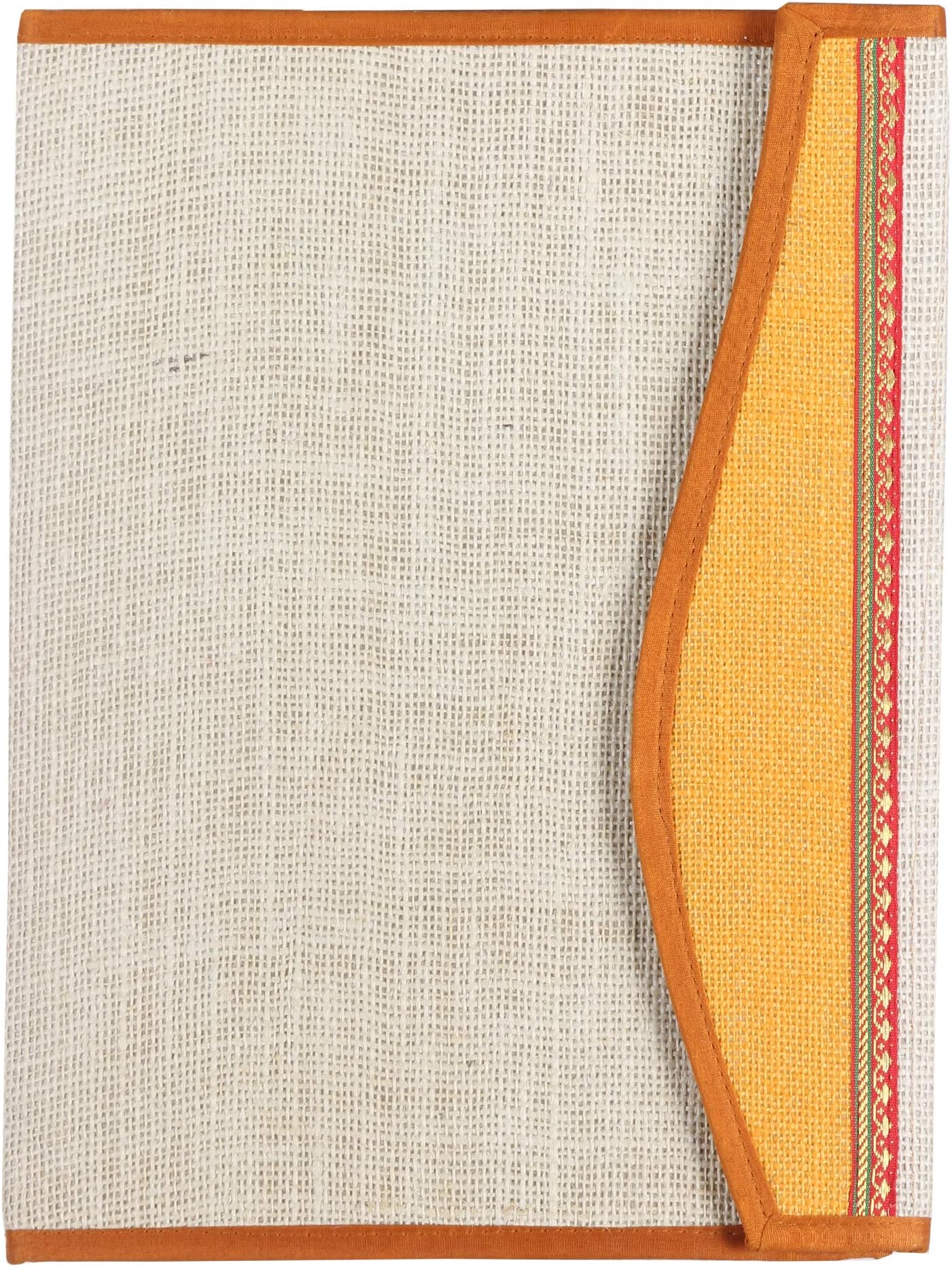 indie art - Jute File Folder for Office Document - Orange Border