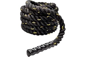 Signature Fitness Battle Rope 1.5Inch 2 Inch Diameter Poly Dacron 30 FT, 40 FT, 50 FT Length, Heavy Ropes for Home Gym and Wo