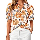 GRACE KARIN Women Boho Floral Tops, Summer Puff Short Sleeve Dressy Casual Shirts, 2026 Spring V Neck Vacation Work Blouse
