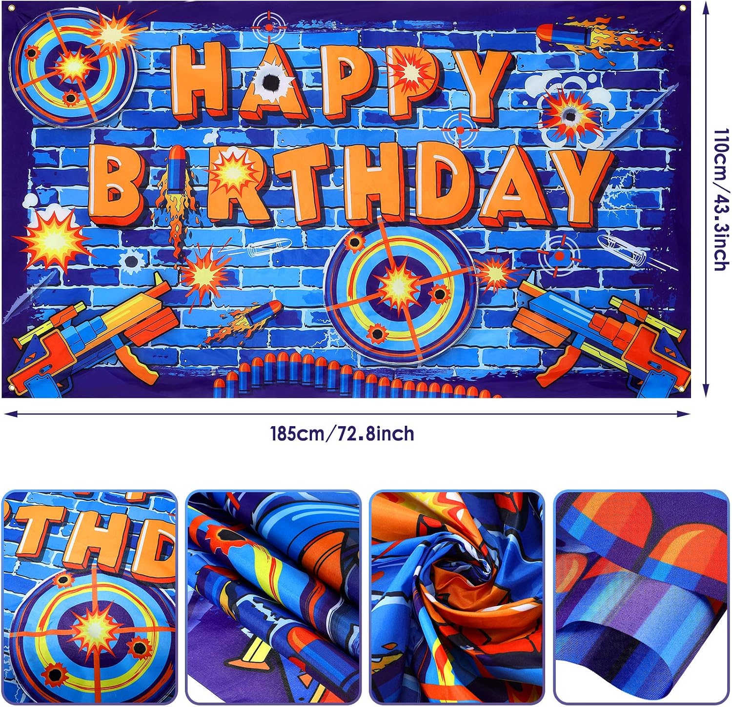 1 x 6 x 3.6 Foot Dart Party Background Dart Happy Birthday Background Target Shooting Photography Background for Dart Birthday Party Decoration Supplies Photo Booth Props - Image 3