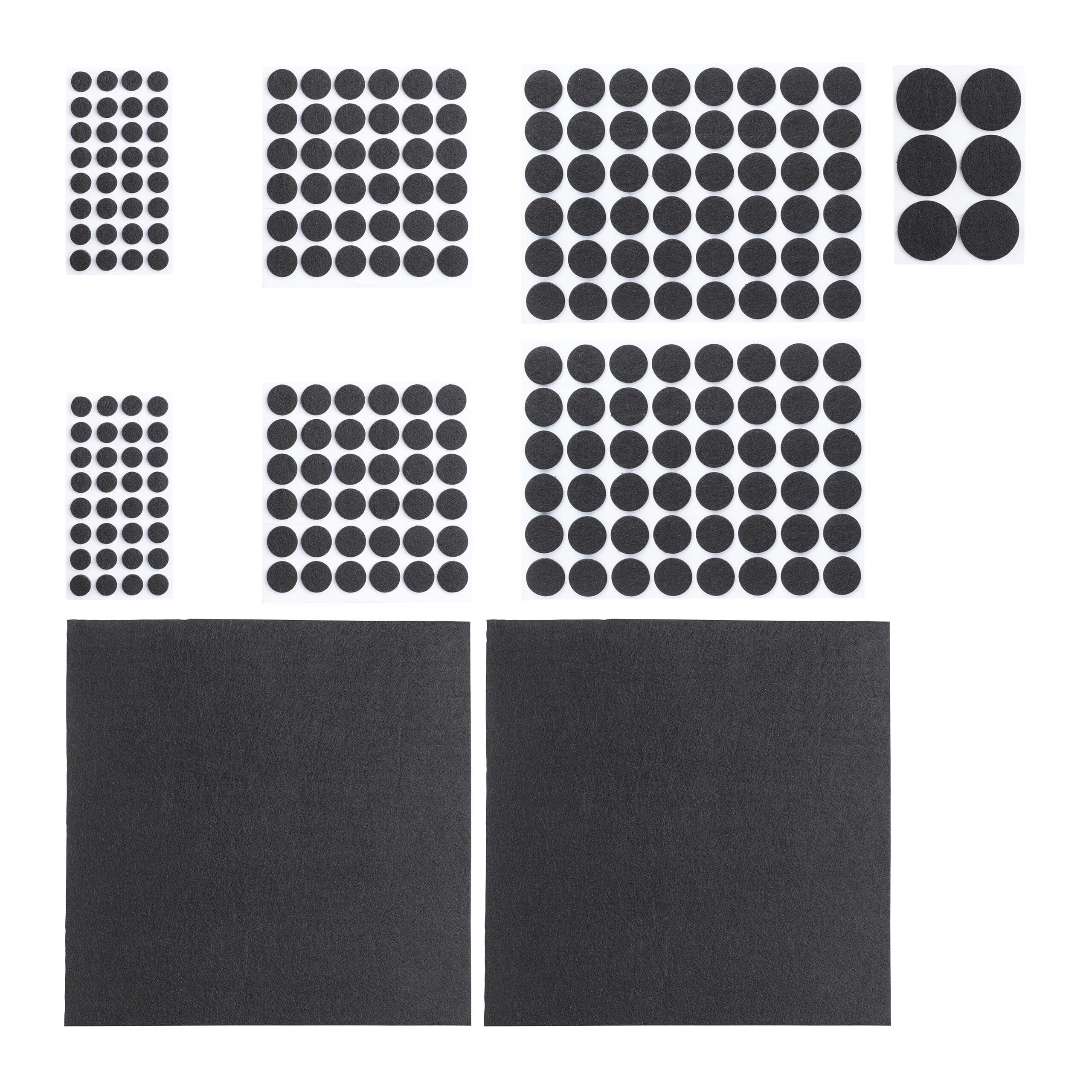 Relaxdays Felt Sliders Pack of 240, 2 Adjustable Felt Panels, Round Furniture Protectors, Various Sizes, Black