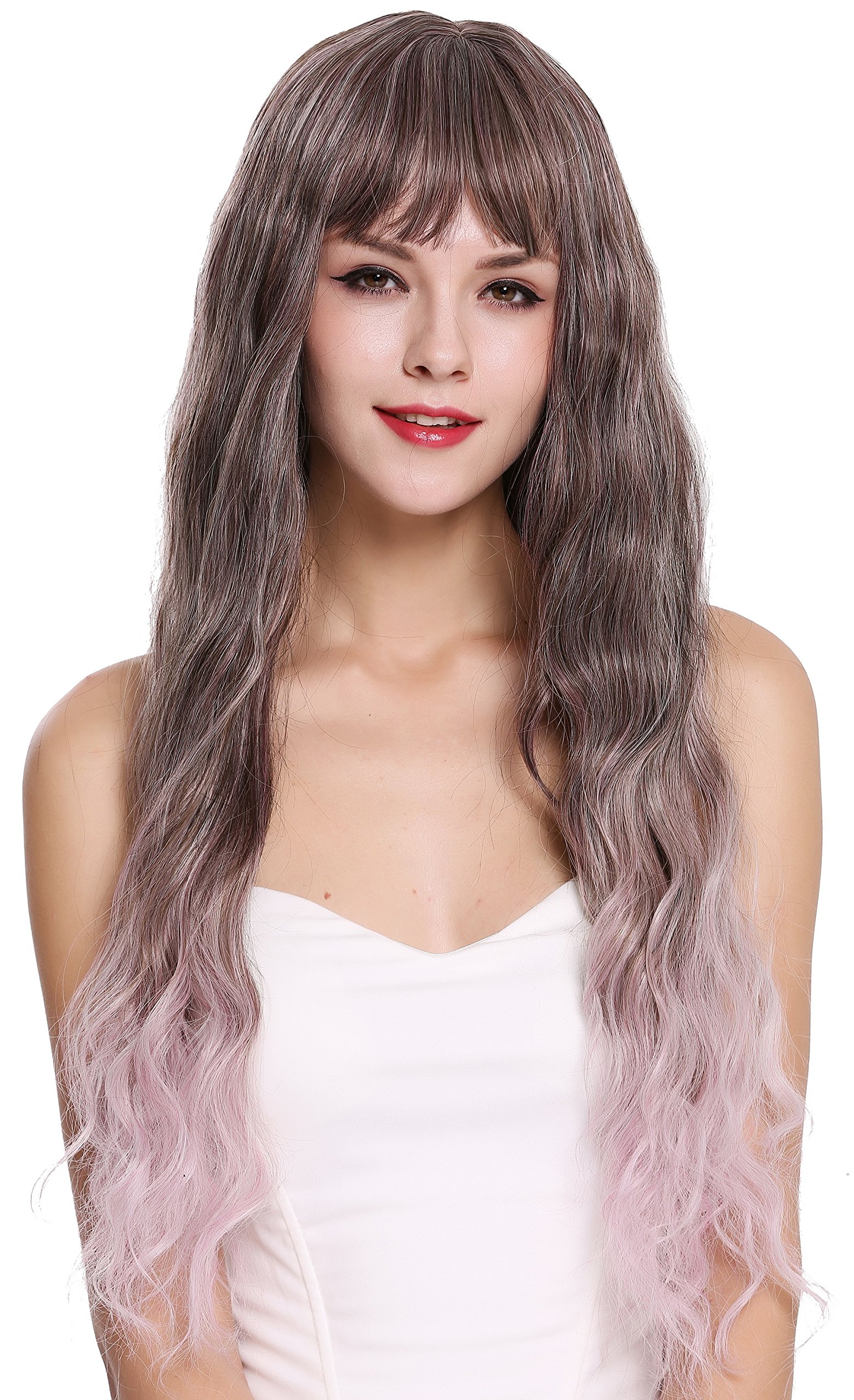 WIG ME UP - DL-003 Quality women's wig lady fringe very long wavy curly grey brown purple Balayage ombre mix
