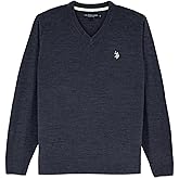 U.S. POLO ASSN. Men's V-Neck Ultrasoft Trim Fit Acrylic Sweater - Casual Lightweight Under or Over Layer