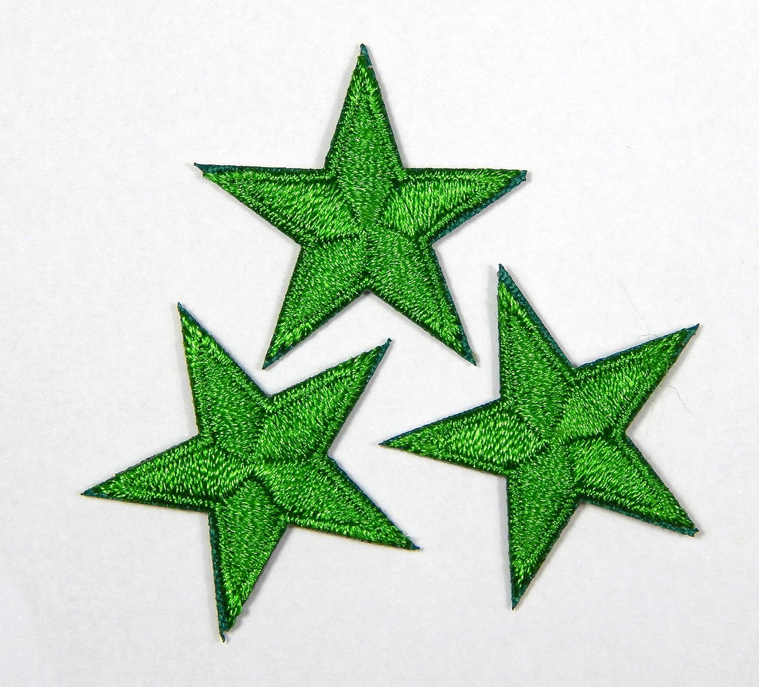 Green Star Patches > Pack of 3 > Embroidered > Ironon > 1" (25mm) Hand