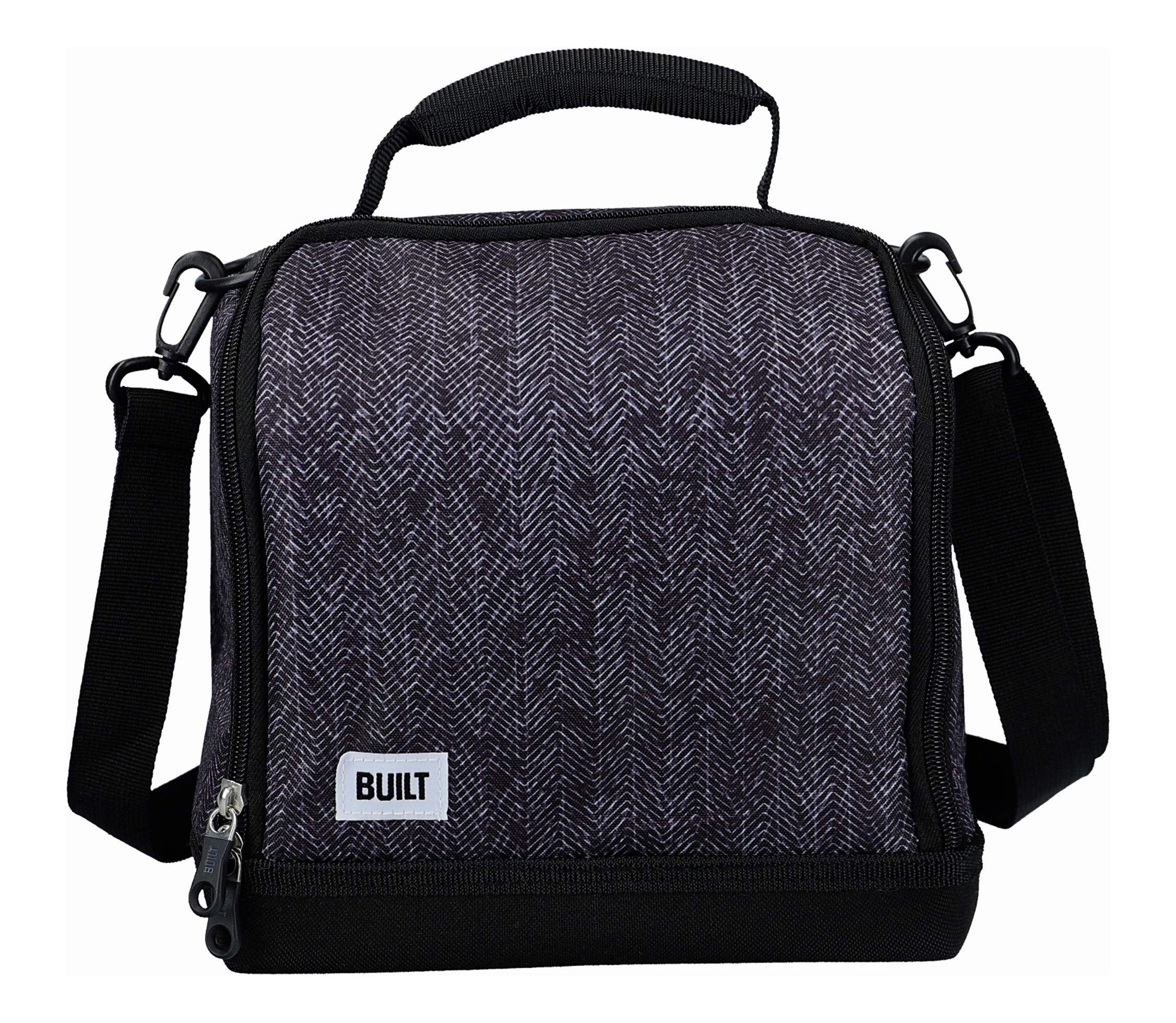 BUILT Insulated Lunch Bag with 'The Professional' Design, Polyester, Black, 18.5 x 24 x 26 cm