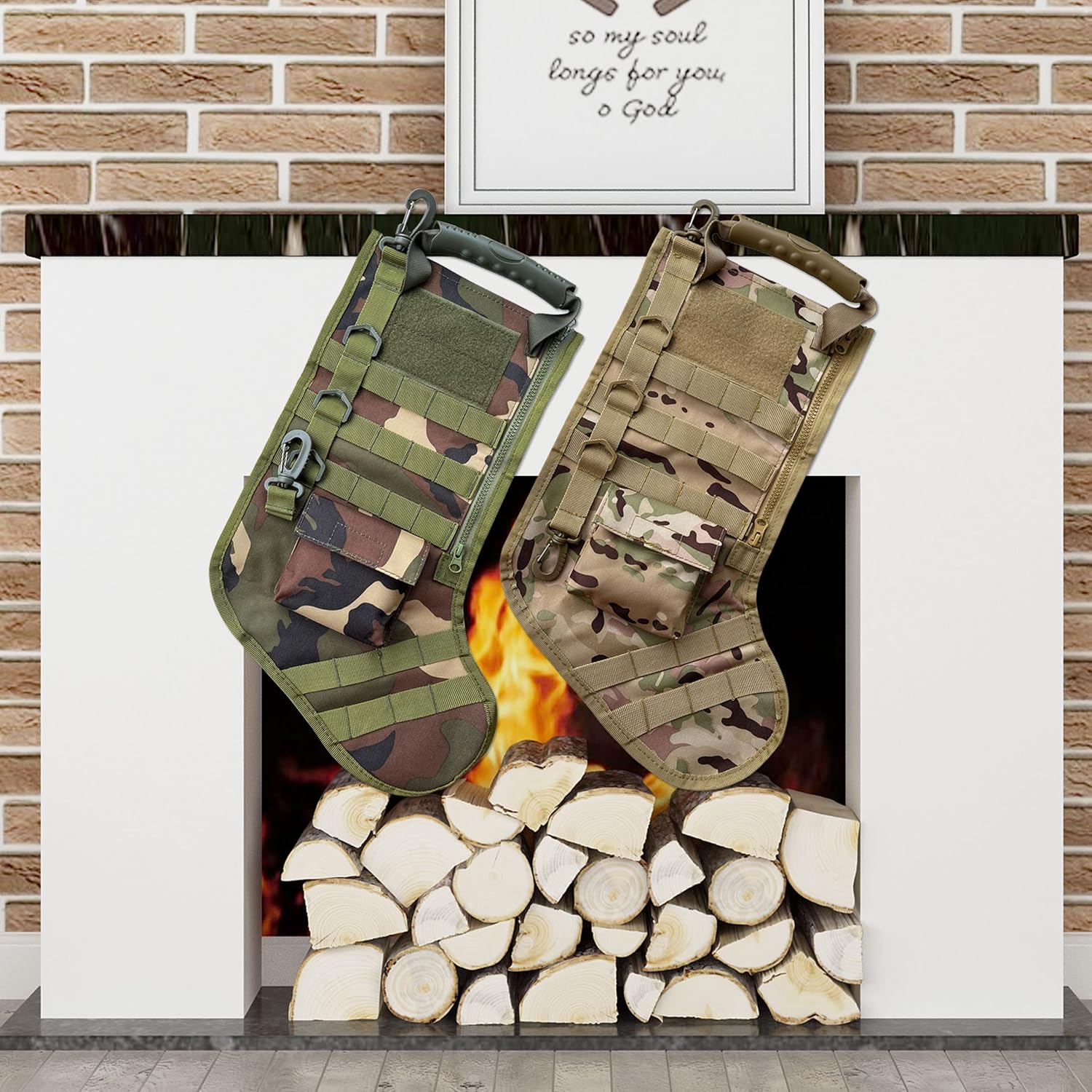Stockings & Holders - HAPYPando Tactical Christmas Stockings Military Camouflage Stockings Durable and Hanging Ornament for Xmas for Family and Kids Light