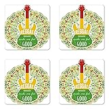 Ambesonne Rasta Coaster Set of 4, Reggae Music