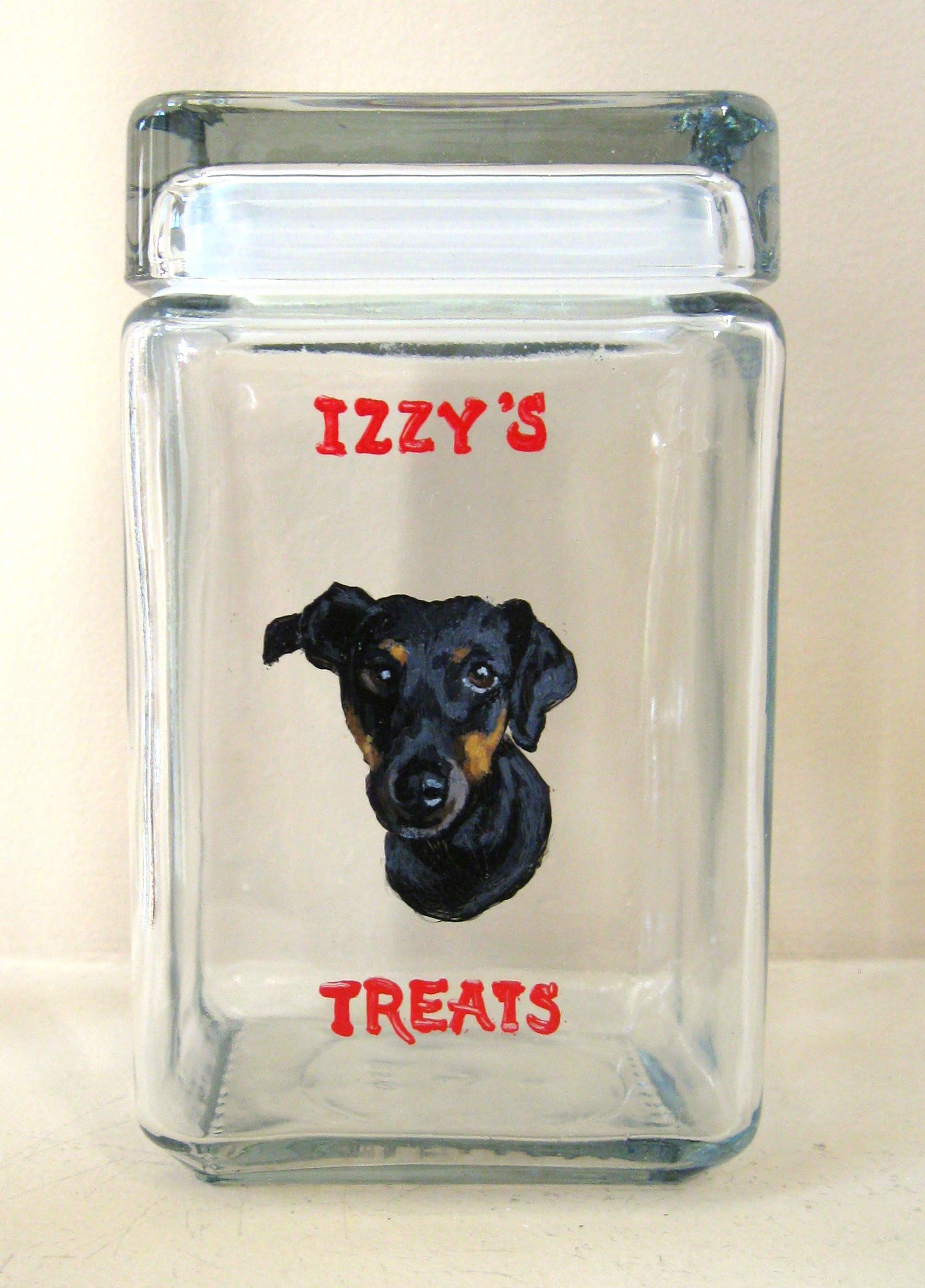 Dachshund, Dog Biscuit Canister, Pet Treat Jar, Hand Painted Container, Pet Storage, German Dog