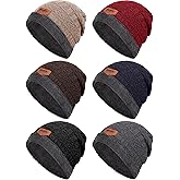 Kigeli 6 Pcs Winter Slouchy Beanie Bulk for Men Women, Fleece Inner Warm Hat Thick Skull Cap Knit Beanie Winter Hats