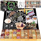 SHYSHINY Witchcraft Supplies Kit, 150Pack Wiccan Supplies and Tools Witchy Gifts for Beginners, Dried Herbs, Crystals, Candles, Green Witch Altar Starter Spell
