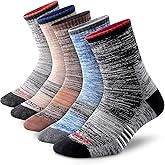 FEIDEER Men's Hiking Walking Socks, Multi-pack Wicking Cushioned Outdoor Recreation Cotton Quarter Crew Socks