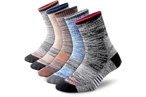 FEIDEER Men's Hiking Walking Socks, Multi-pack Wicking Cushioned Outdoor Recreation Quarter Crew Socks