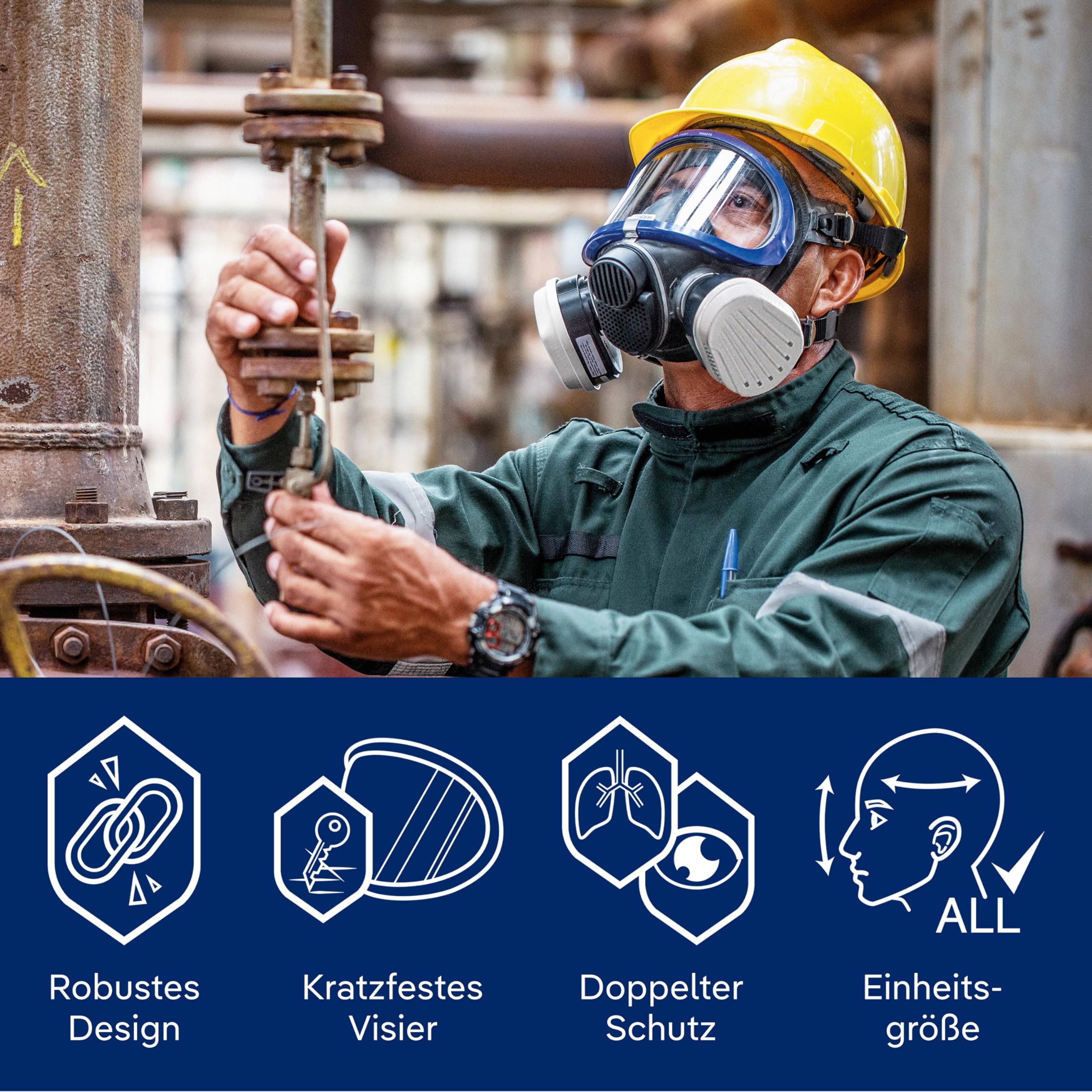 Dräger X-plore 5500 Vollmasken-Set, Atemschutzmaske mit A2P3 Kombi-Filter für Maler, Lackierer gegen Gase, Dämpfe, Feinstaub und Partikel, Universalgröße 4