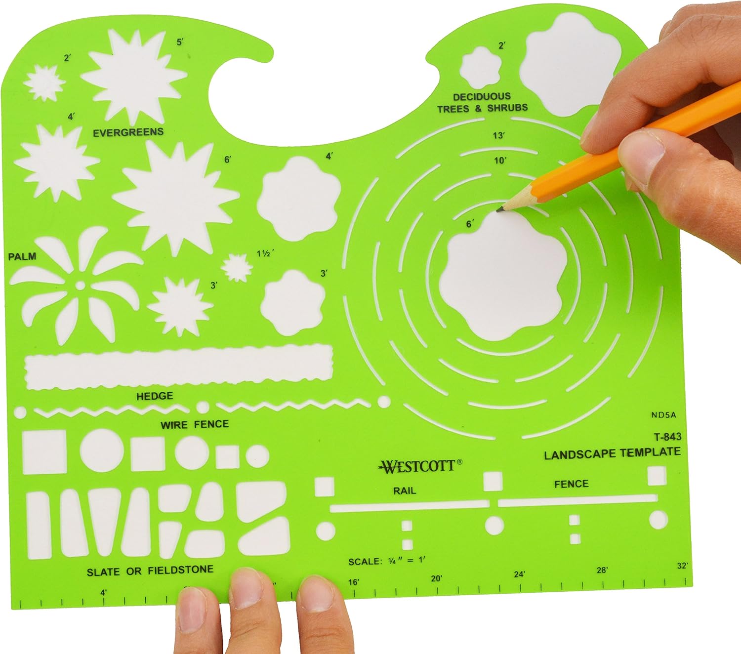 Westcott Technical Landscape Drawing Template (T-843) : Office And School Rulers : Office Products