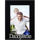 Malden International Designs 4x6 Daddy & Me Expressions Picture Frame Silver Finish Daddy & Me Word Attachment Black MDF Wood Frame