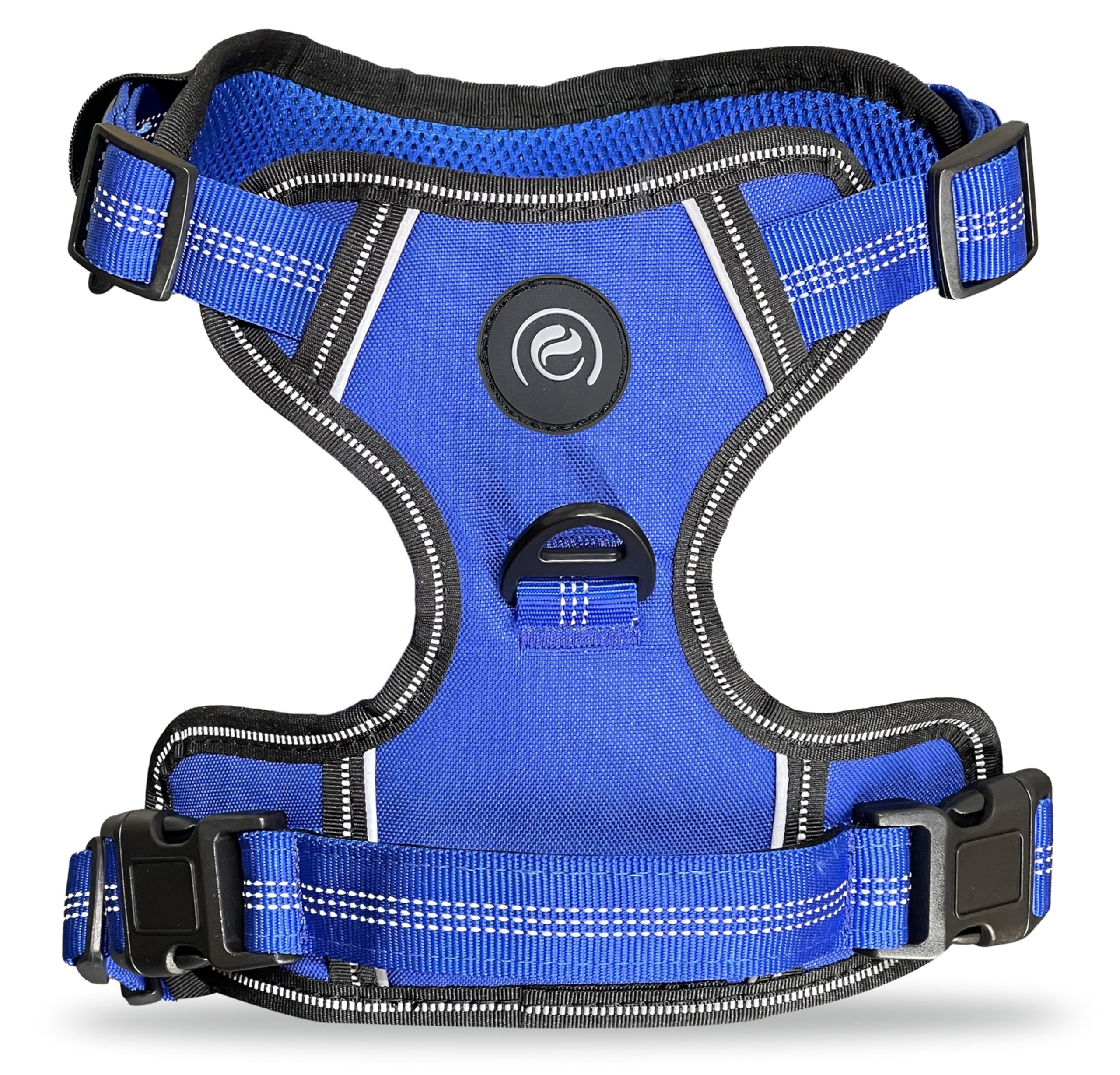 No Pull Dog Harness X Large Dog No-Choke Pet Vest Harness with 2 Leash Clips, Adjustable Breathable Padded Reflective Night Visibility Easy Control Handle for Outdoor Walking Training (Blue - XL)