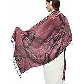 Gragengs Pashmina Shawl Wrap with Ethnic Paisley Two Tone Jacquard Scarf for Women