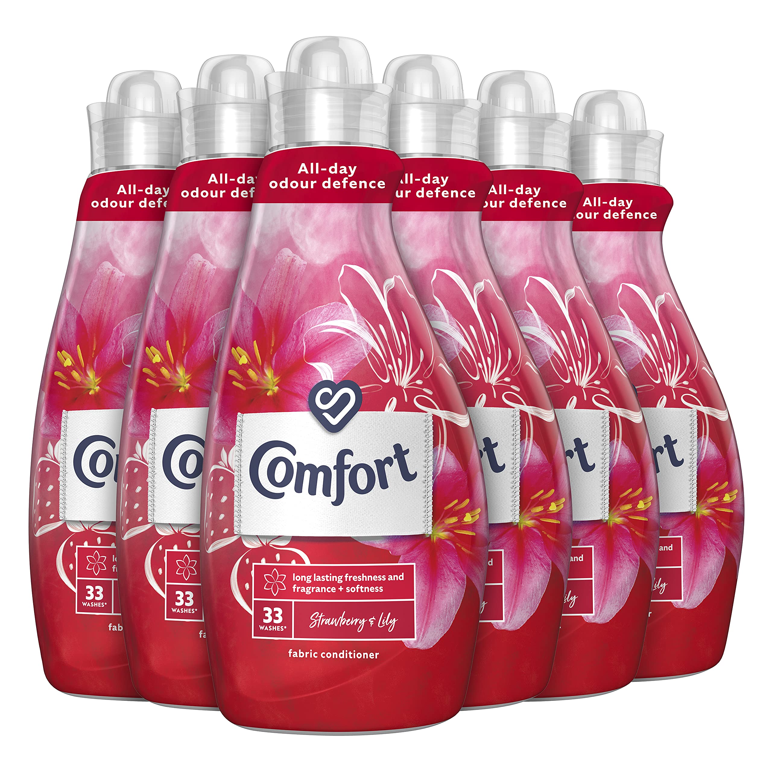 Comfort Creations Strawberry & Lily with Stay Fresh technology Fabric Conditioner pack of 6 (198 washes in total) for 100 days of freshness + fragrance* 33 Wash 1.16 l