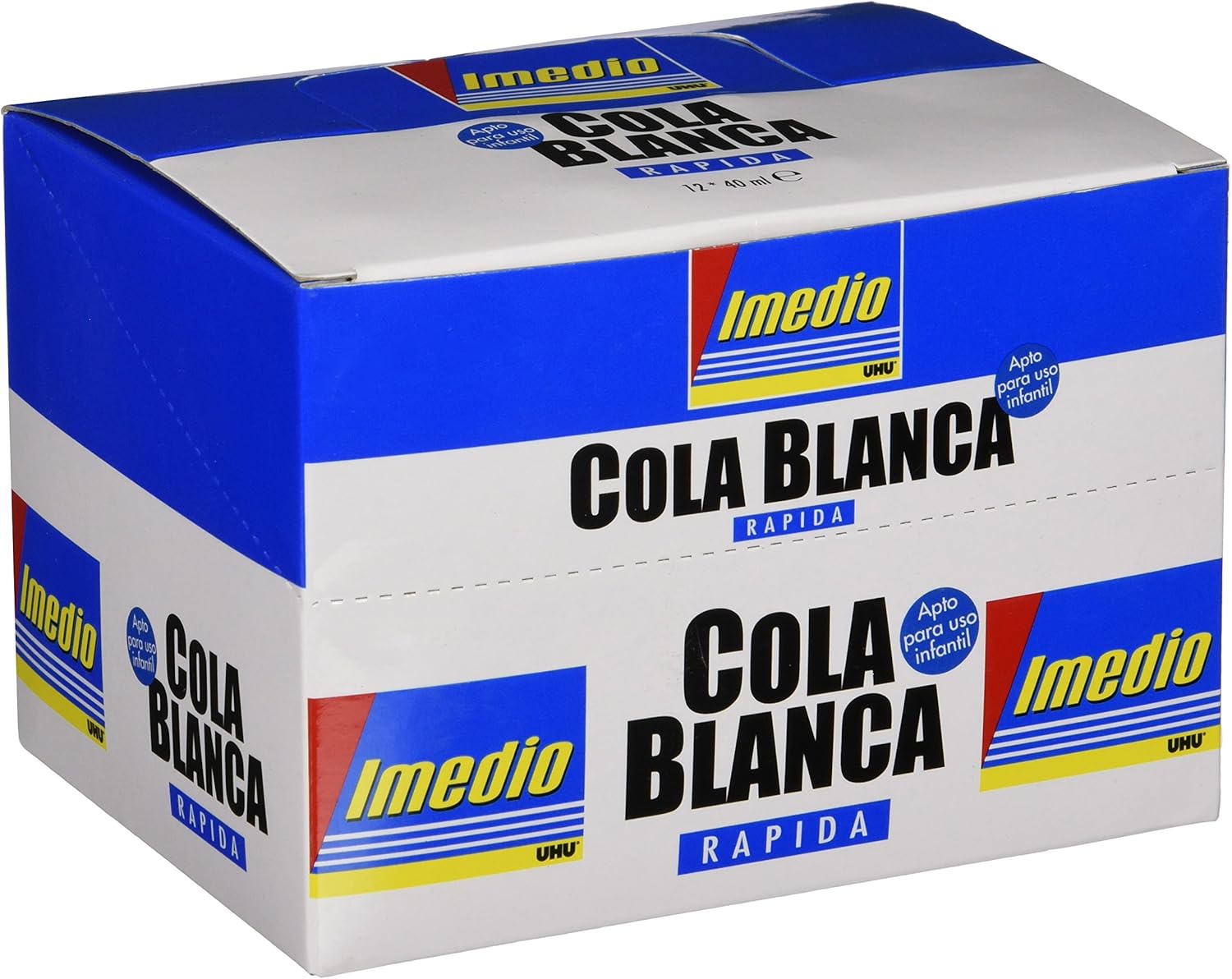Imedio 6304671 - Caja de 12 colas, 40 g, color blanco: Amazon.es: Oficina y papelería