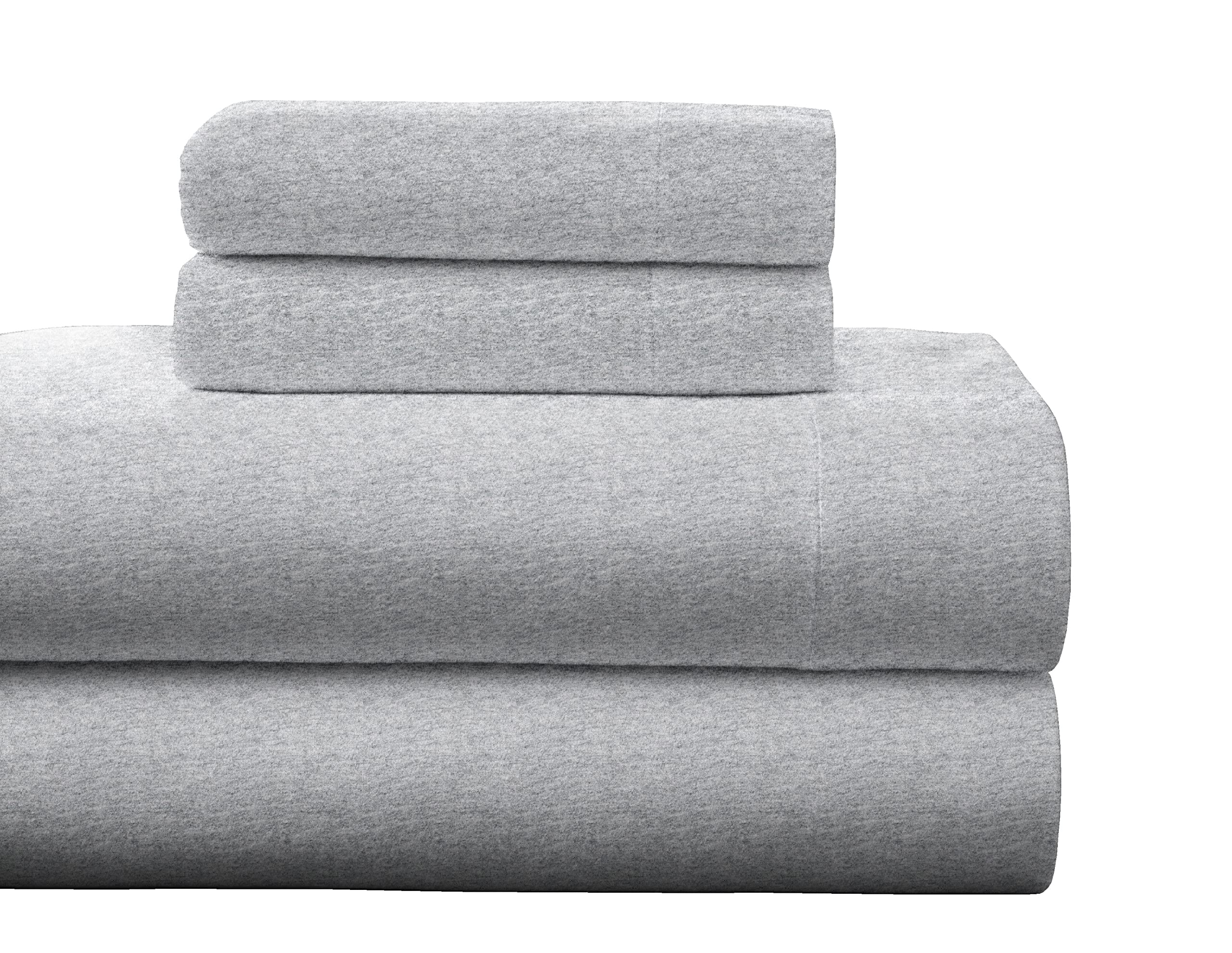 Photo 1 of Pointehaven Flannel Deep Pocket Set with Oversized Flat Sheet, Twin XL, Heather Grey