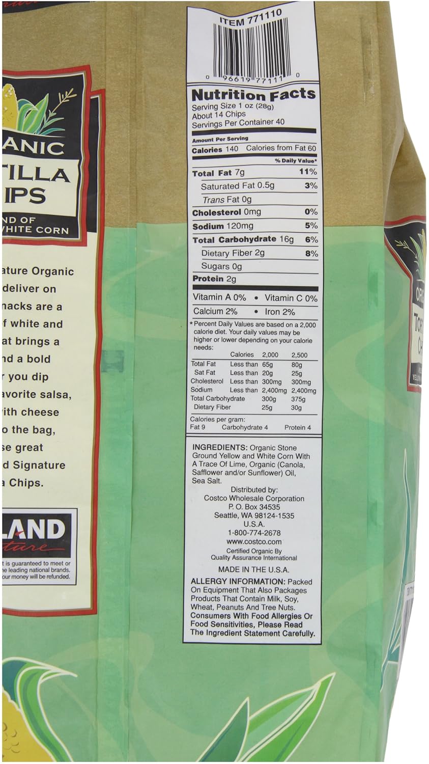 Kirkland Signature Organic Tortilla Chips Nutrition Facts Nutrition Pics