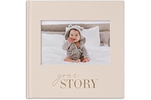 BIBI & BEAU Baby Memory Book - Baby Photo Albums - Baby Scrapbook & Record Book - Baby Journal Gift for Newborn Baby Boy & Girl (Cream Fabric)
