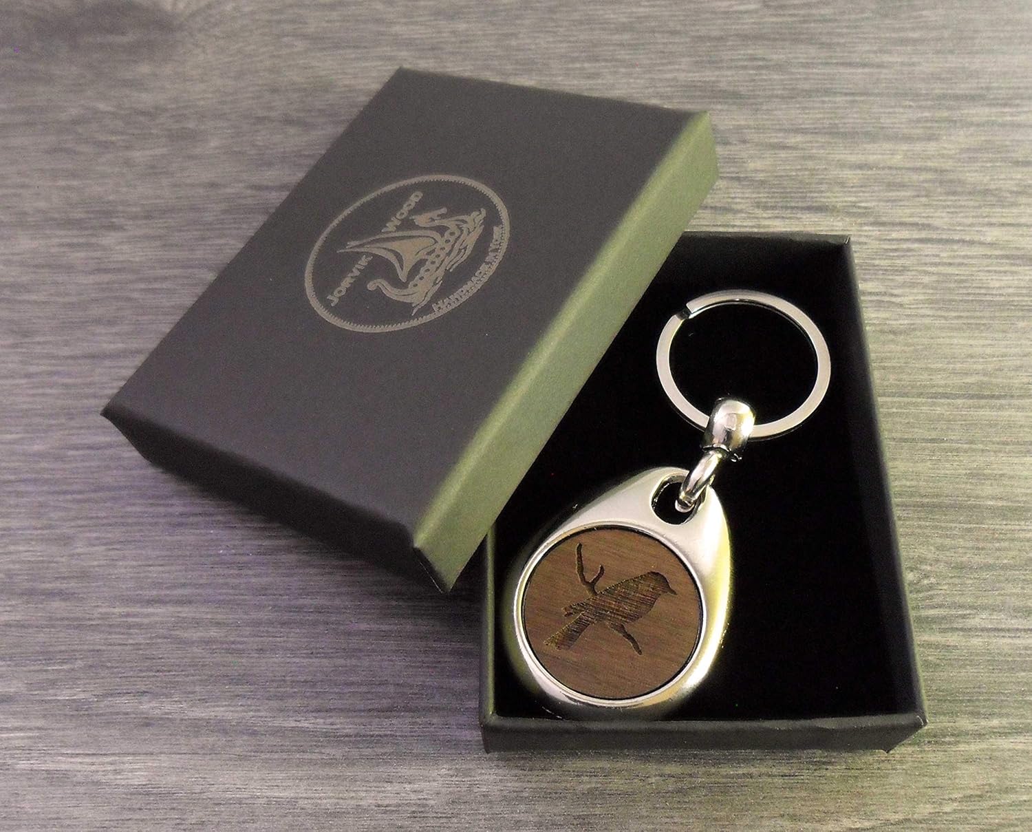 Jorvik Wood Bird Design Wooden Keyring with Gift Box, Brown, 2 - Image 3