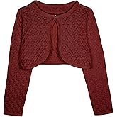 BOLEROSE Girls Long Sleeve Pointelle Knit Childrens Kids Bolero Shrug