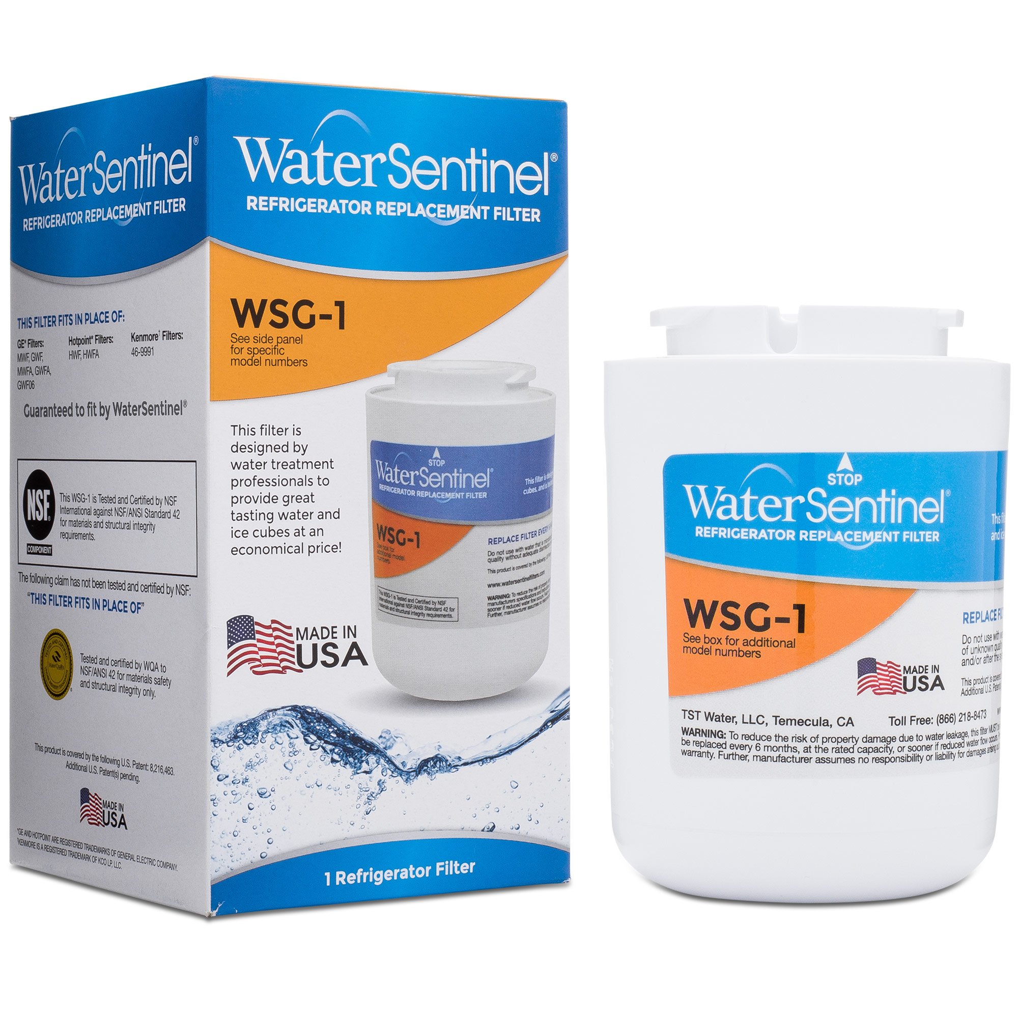 WaterSentinel WSG1 Made in USA Refrigerator Replacement Filter Fits