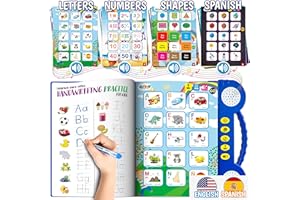 Gufino Spanish Learning for Kids: ABC Learning for Toddlers, Busy Book, Speech Therapy, Alphabet Sound Book, Preschool Learning Activities, Letter Tracing, English & Spanish, Learn Spanish for Kids