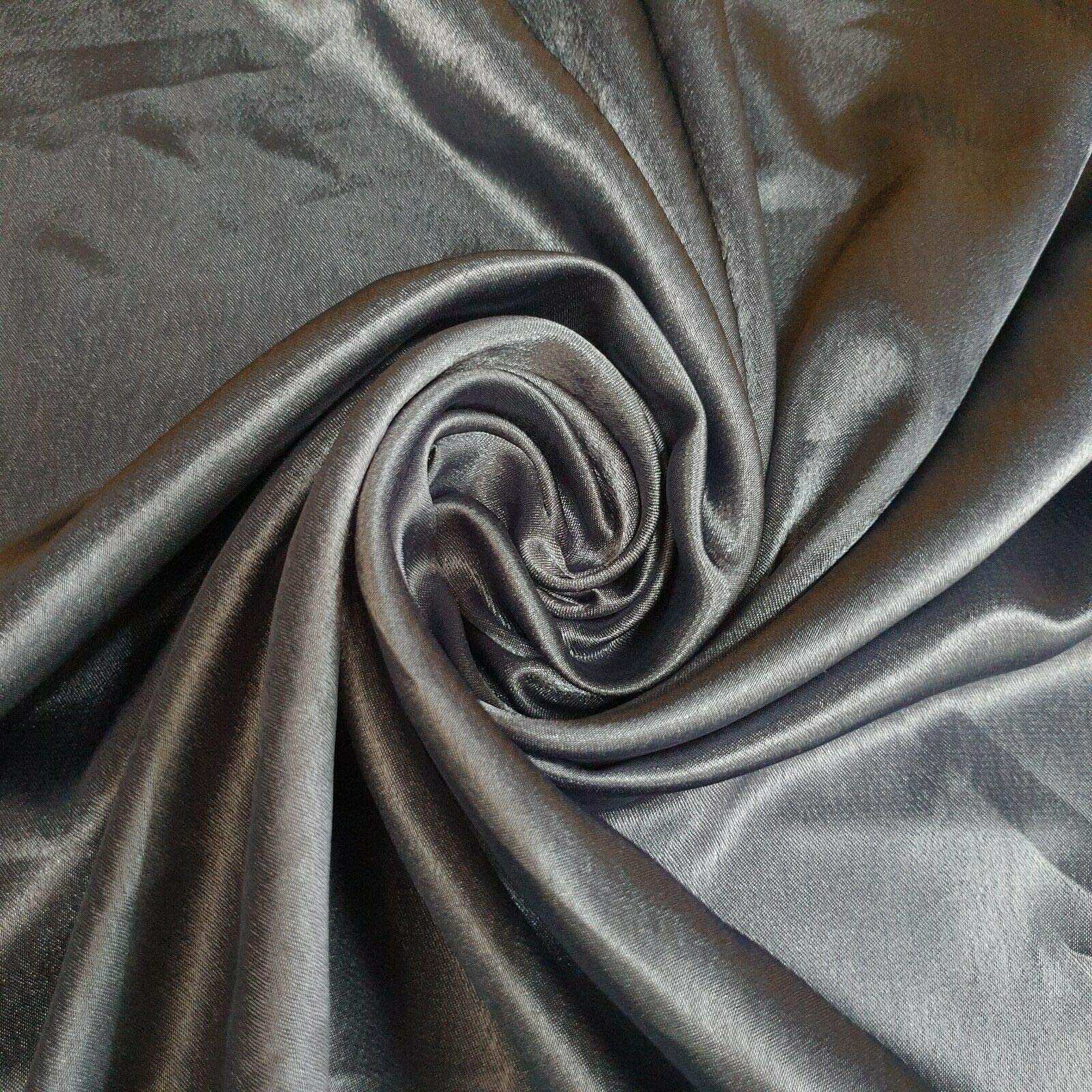 100% Polyester/Crepe Backed Poly Silk Silky Satin Fabric, Dressmaking, Wedding, Prom - Dress Craft Fabric Material 58" - 150 cm Wide Sold As 1 Meter Pre - Cut Lengths (Dark Grey)