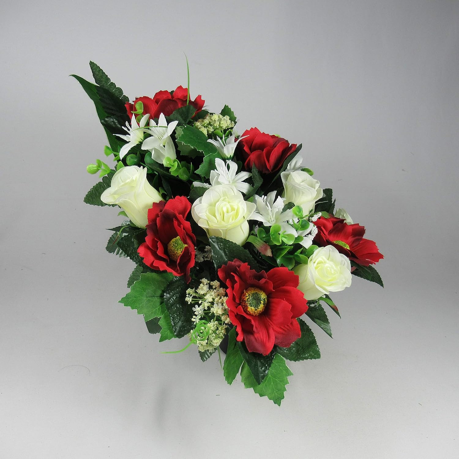 Flat Back Grave Flower Arrangement Artificial Flower Arrangement Grave Crem Pot Vase Red