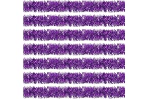 OHIYOO 100 Feet Purple Tinsel Garland Christmas Foil Tinsel Garland Decoration Metallic Banner Wall Hanging Tinsel Streamers Garland for Christmas Tree Birthday Party Decorations (3.54" x 100', Purple)