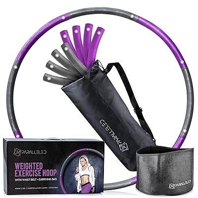 UNPARALLELED Weighted Fitness Hoop Bundle with Waist Belt &amp; Extra Foam Padding for Exercise, Weight Loss &amp; Burning Fat - Dance &amp; Workout Hoola Hoops for Adults - Detachable Travel Hoop 3lbs